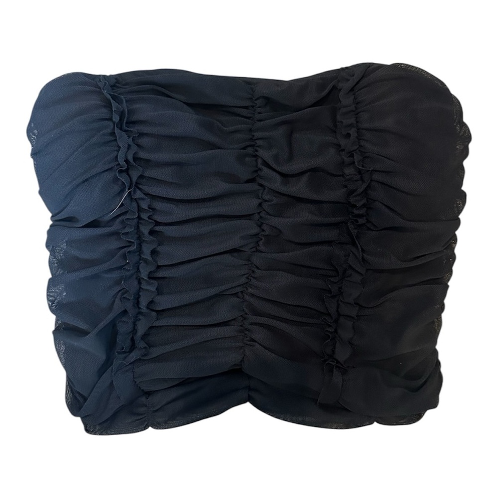 Black Ruched Corset Tube Top